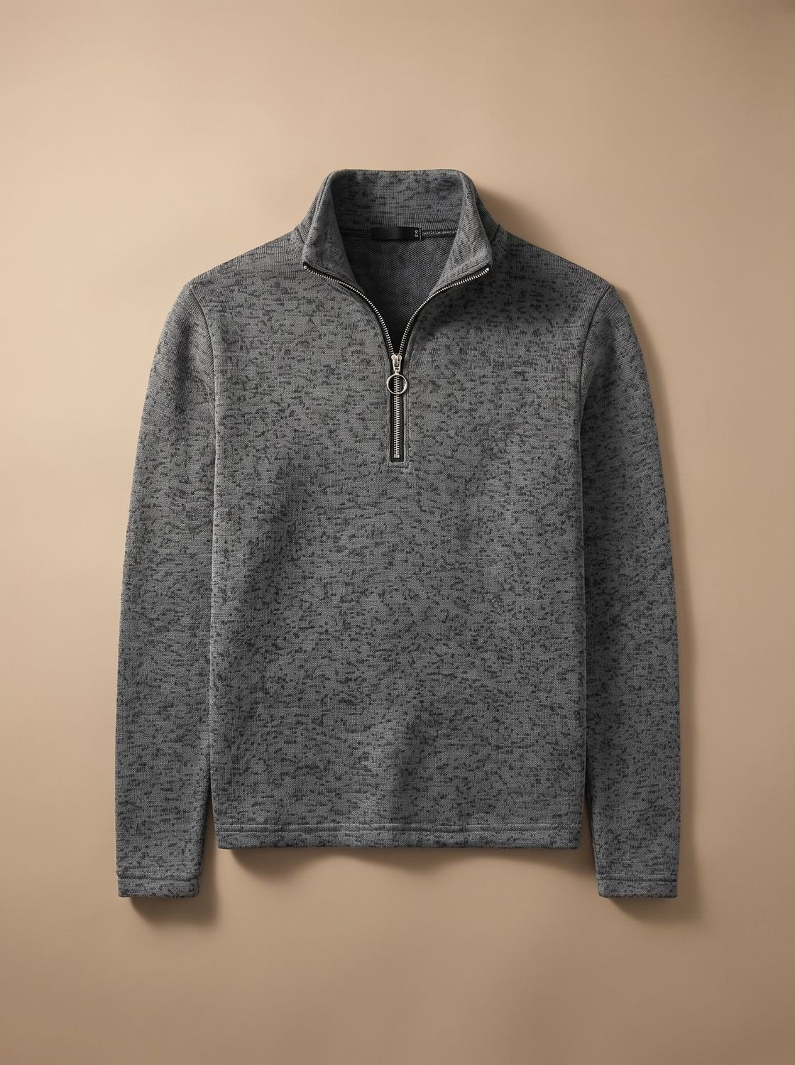 Men's Heathered Zip Neck Sweater for Layering