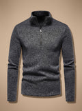 Men's Heathered Zip Neck Sweater for Layering - Dark Gray