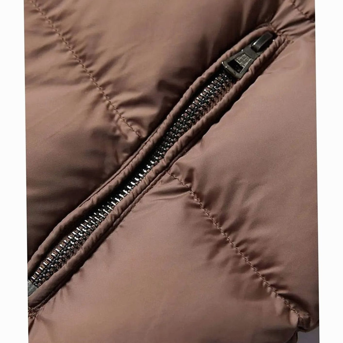 Men's Insulated Quilted Winter Coat with Faux Leather Sleeves
