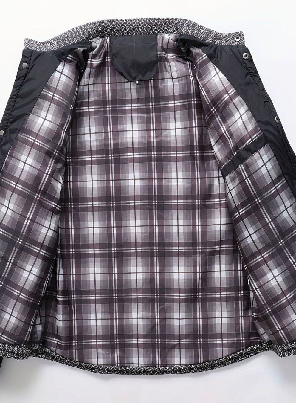 Men's Knit-Yoke Diamond Quilted Jacket with Plaid Lining