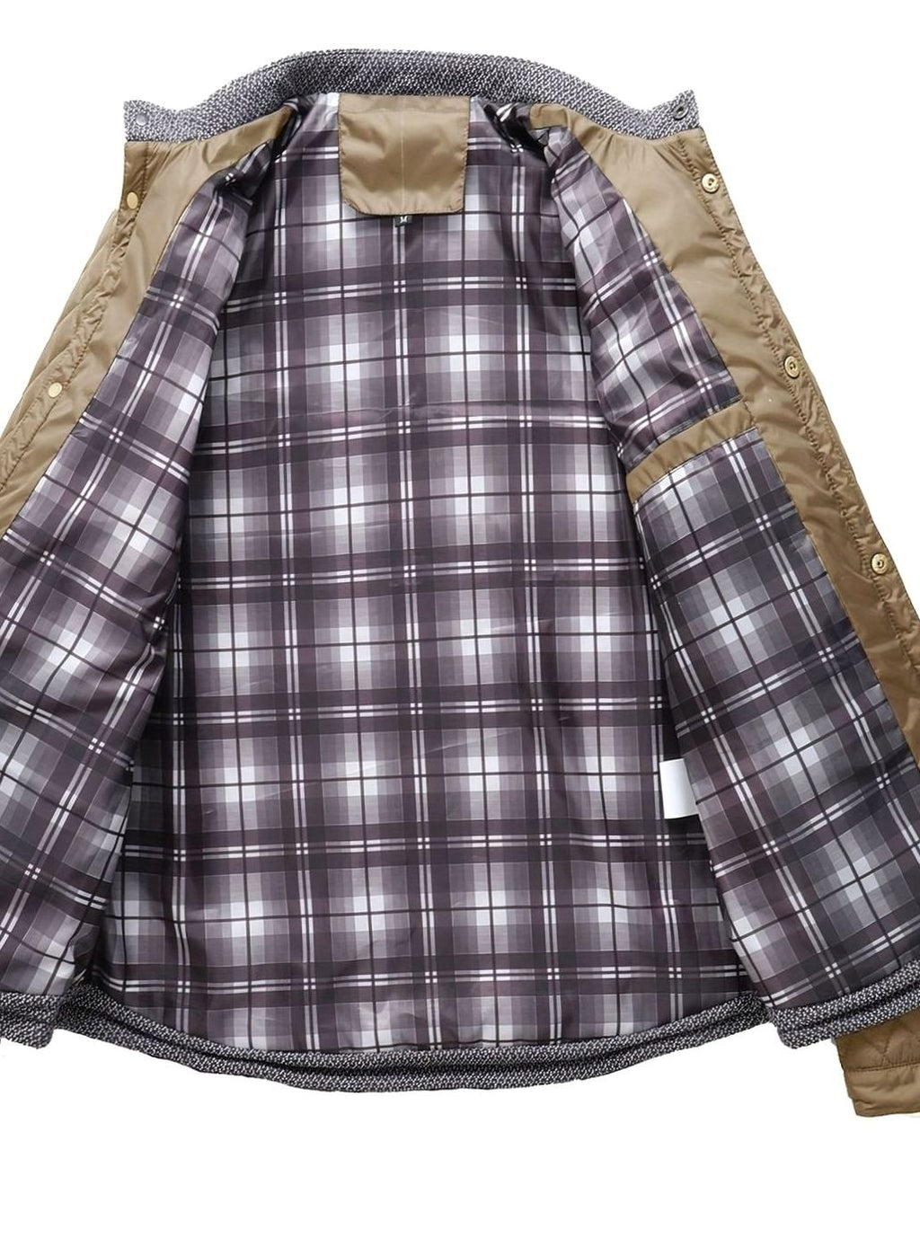 Men's Knit-Yoke Diamond Quilted Jacket with Plaid Lining