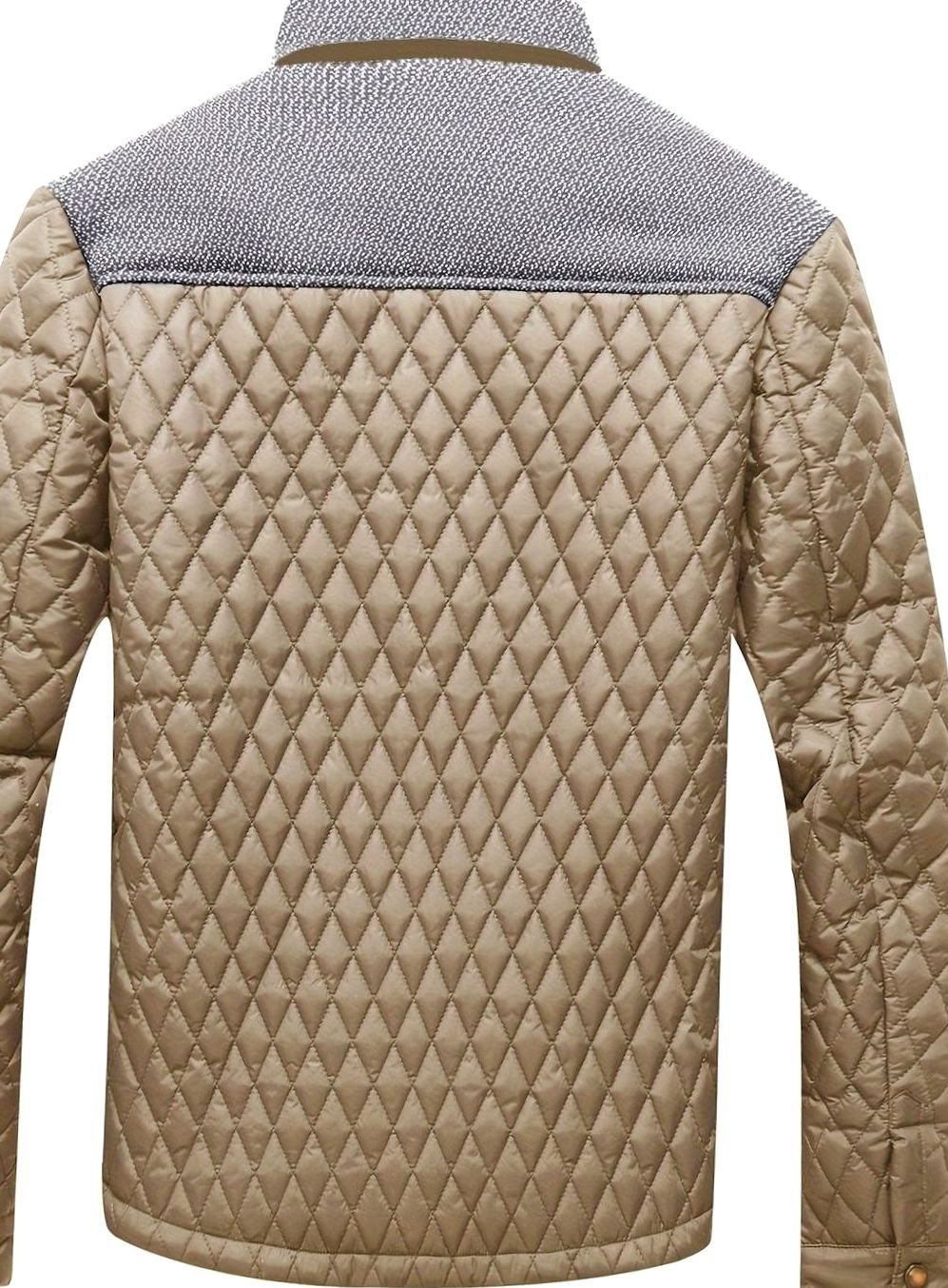 Men's Knit-Yoke Diamond Quilted Jacket with Plaid Lining
