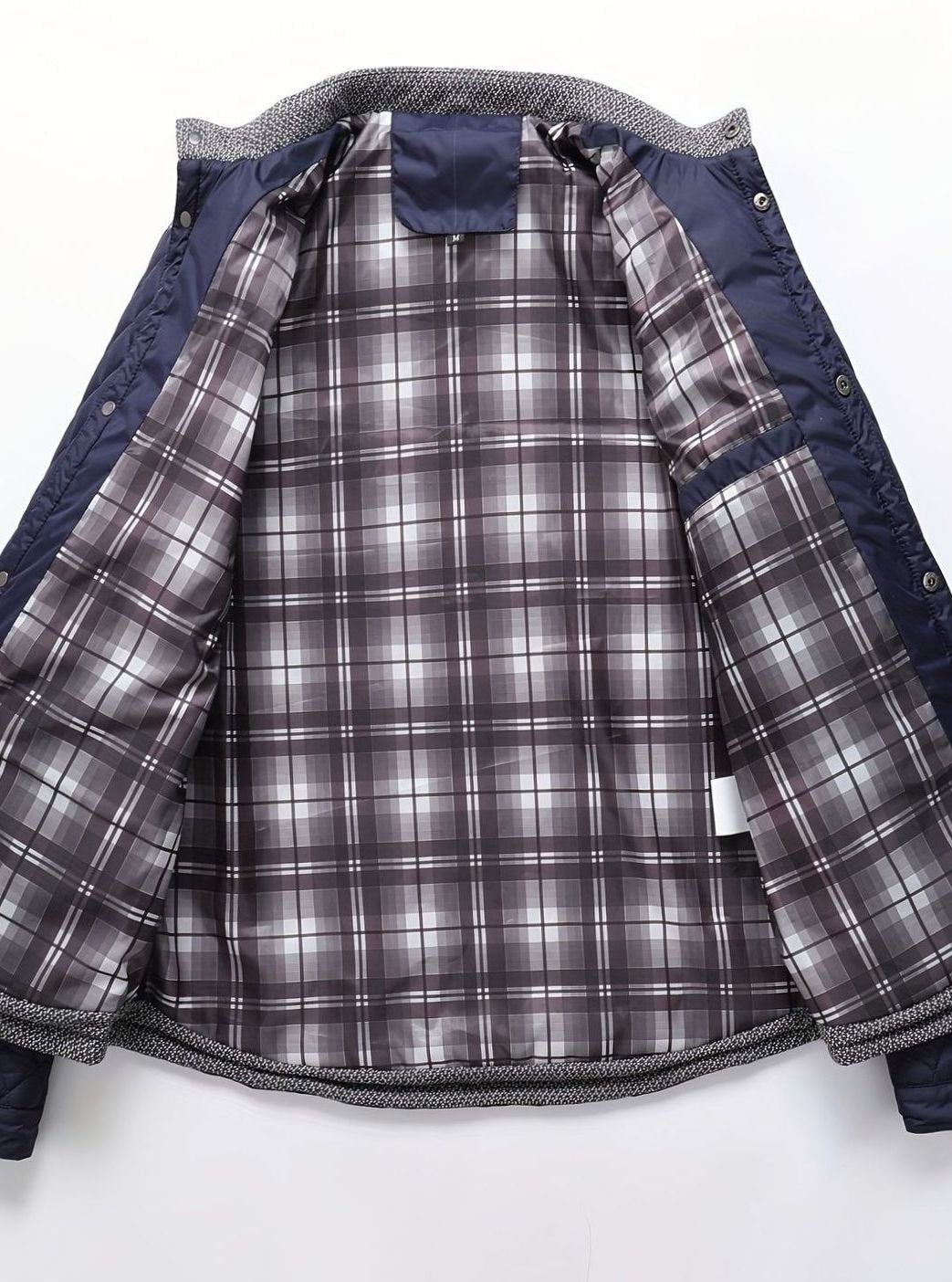 Men's Knit-Yoke Diamond Quilted Jacket with Plaid Lining