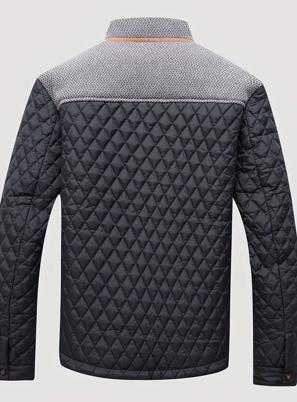 Men's Knit-Yoke Diamond Quilted Jacket with Plaid Lining