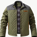 Men's Two-Tone Snap Button Quilted Jacket with Flannel Lining - Fern Green