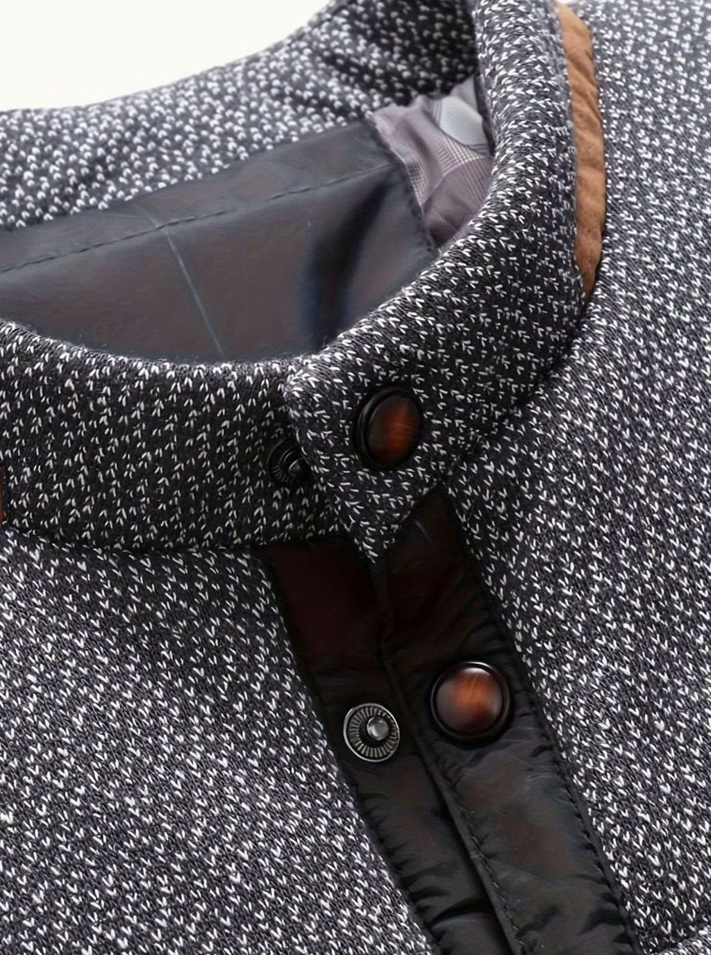 Men's Two-Tone Snap Button Quilted Jacket with Flannel Lining