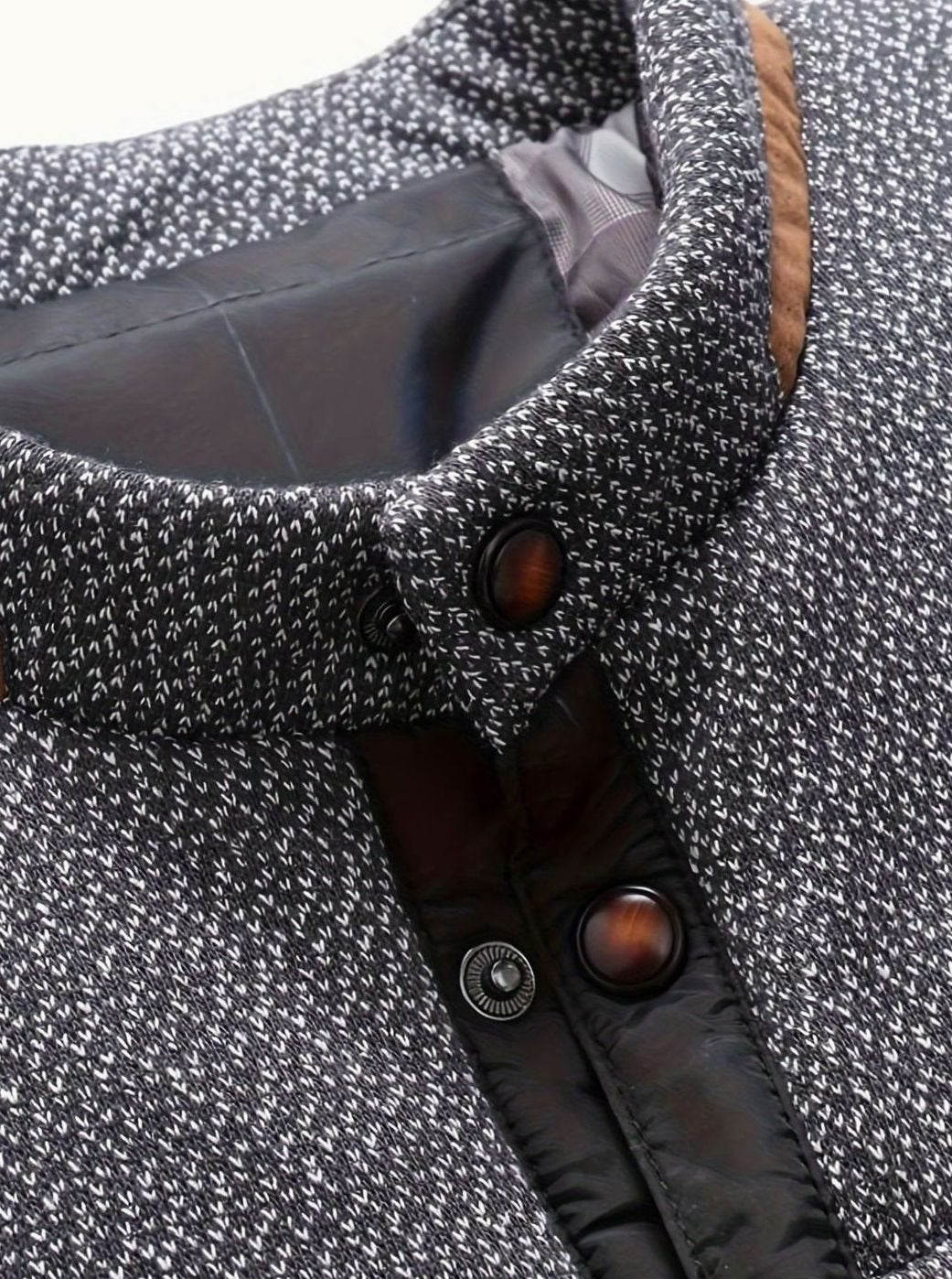 Men's Two-Tone Snap Button Quilted Jacket with Flannel Lining