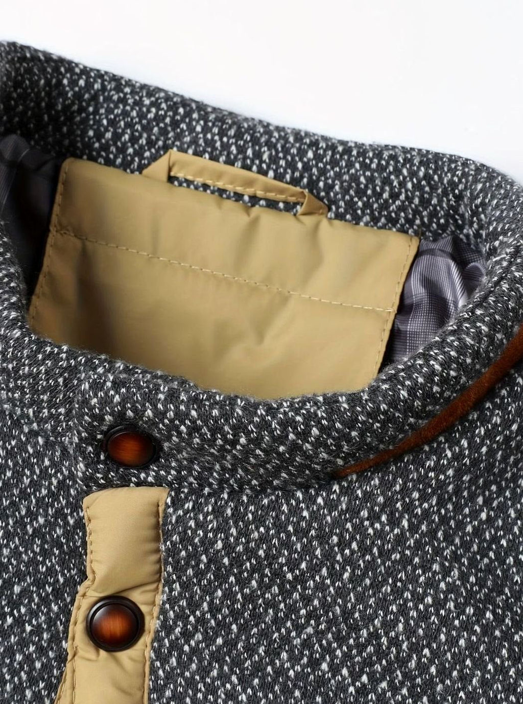 Men's Two-Tone Snap Button Quilted Jacket with Flannel Lining