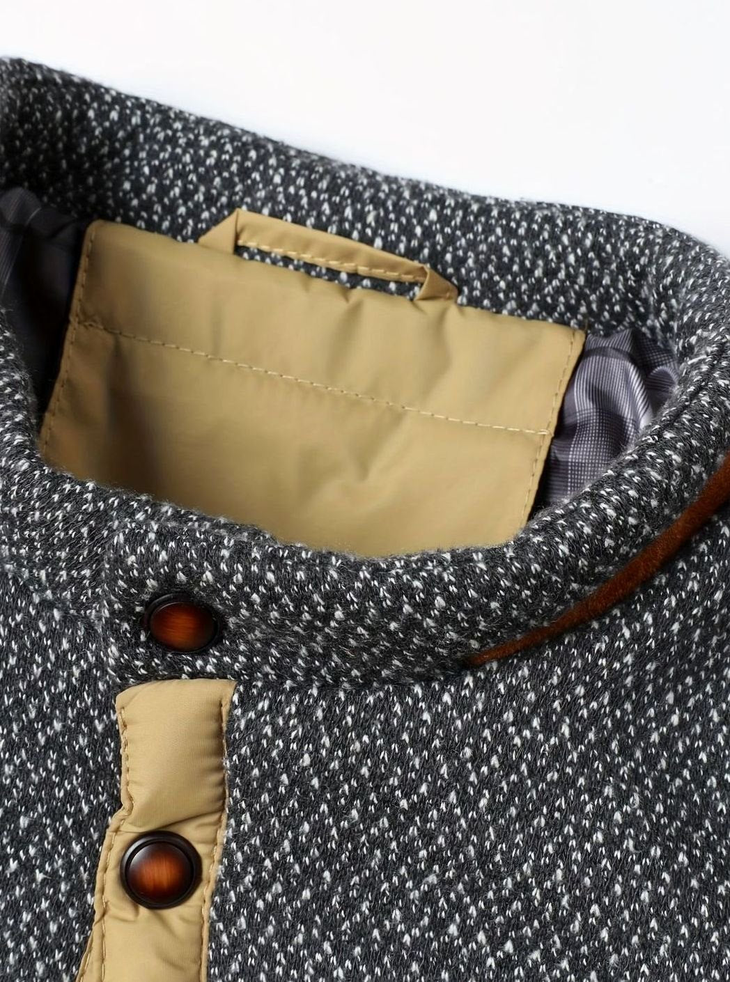 Men's Two-Tone Snap Button Quilted Jacket with Flannel Lining
