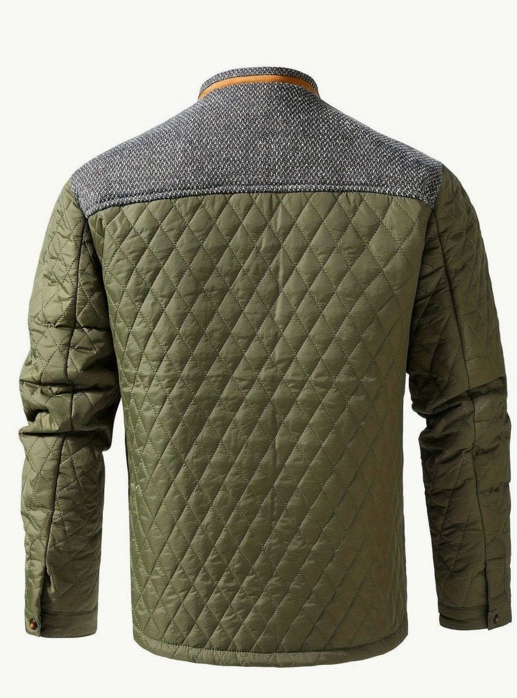 Men's Two-Tone Snap Button Quilted Jacket with Flannel Lining