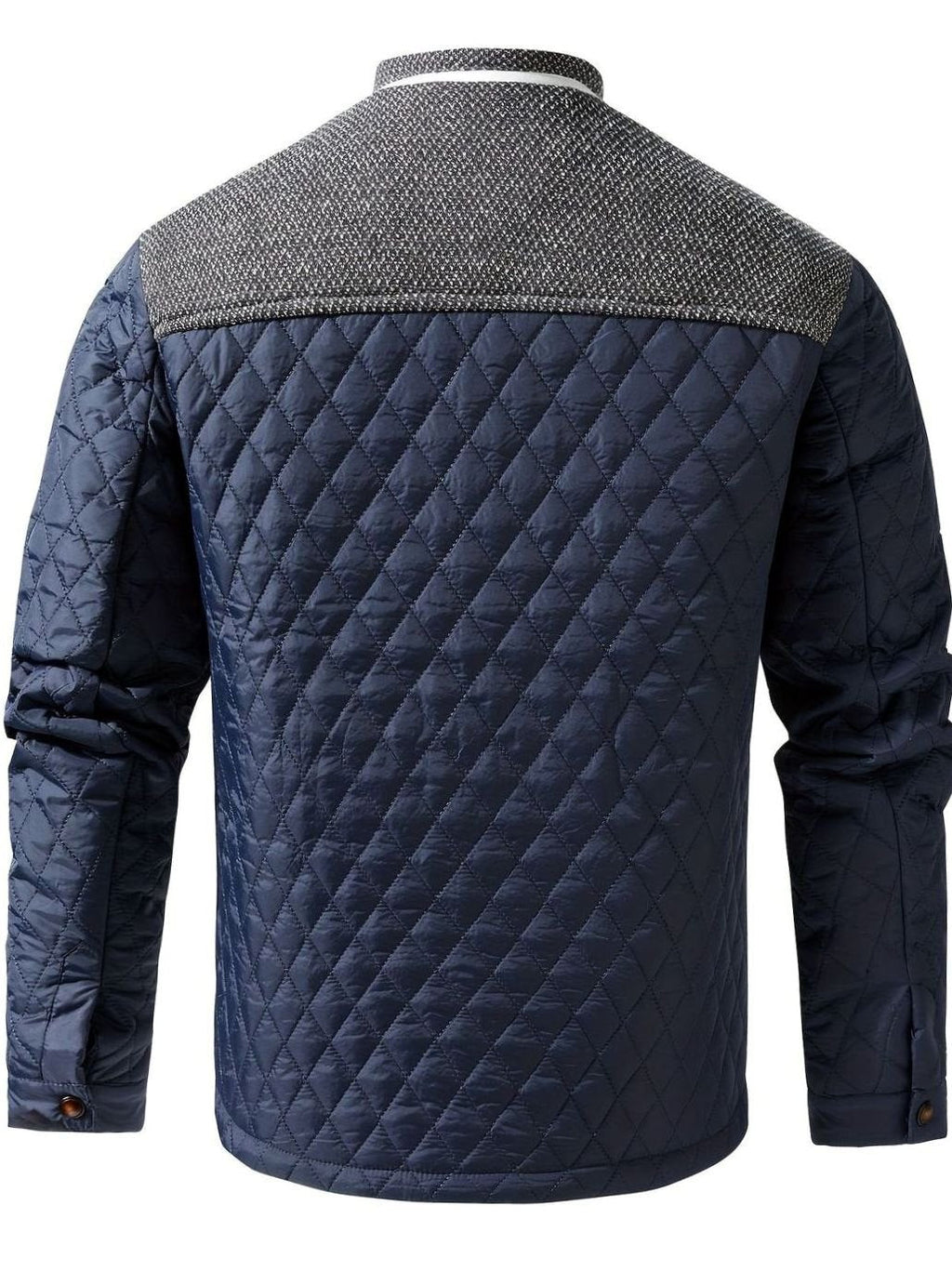 Men's Two-Tone Snap Button Quilted Jacket with Flannel Lining
