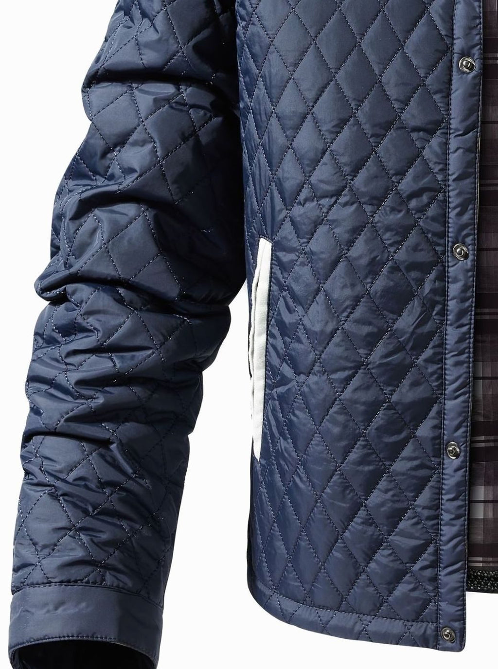 Men's Two-Tone Snap Button Quilted Jacket with Flannel Lining