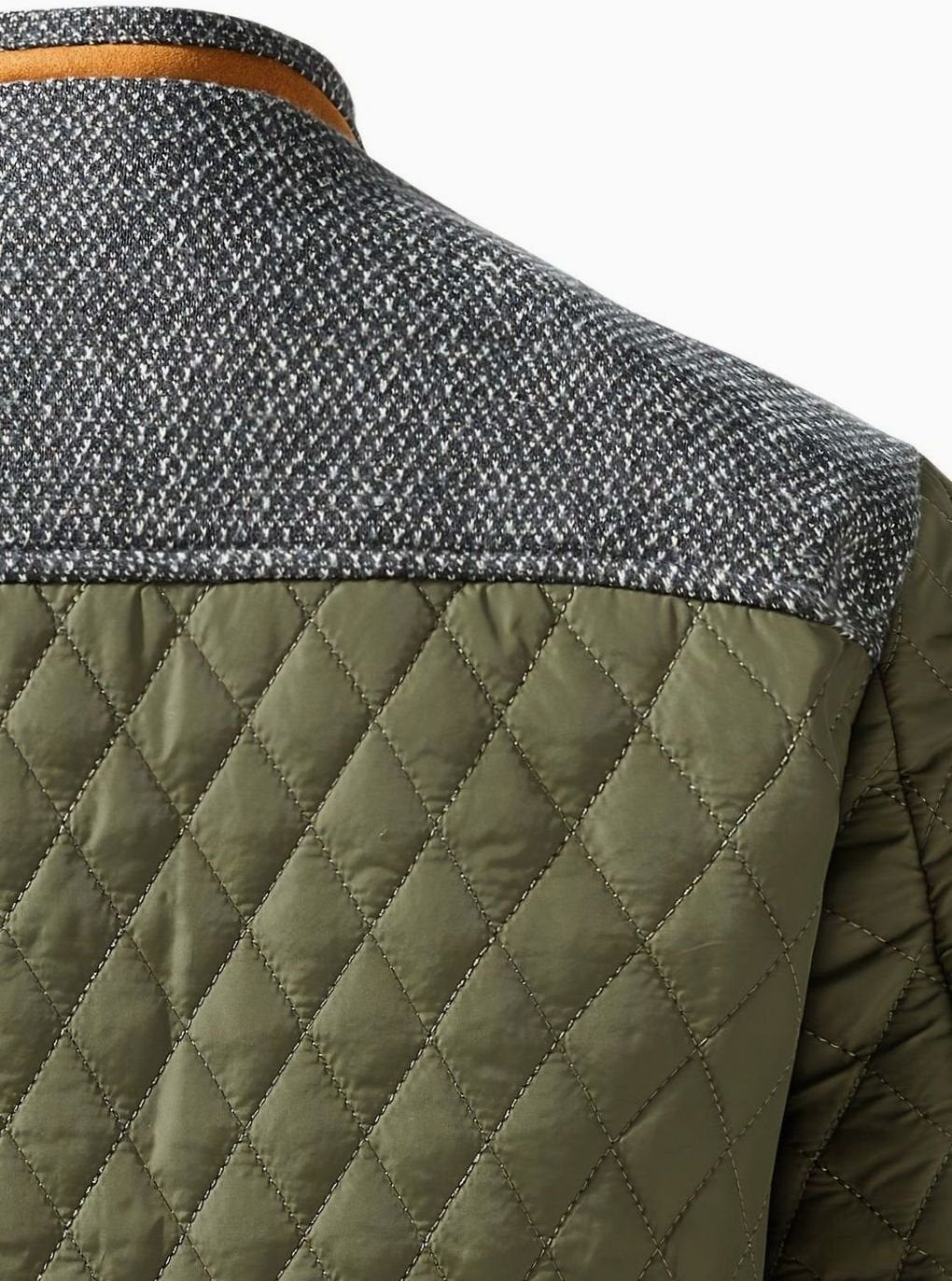 Men's Two-Tone Snap Button Quilted Jacket with Flannel Lining