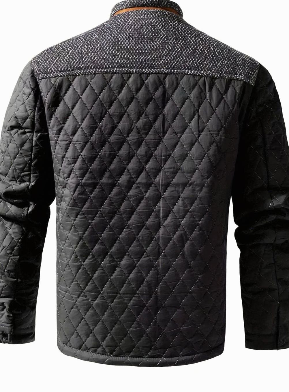 Men's Two-Tone Snap Button Quilted Jacket with Flannel Lining