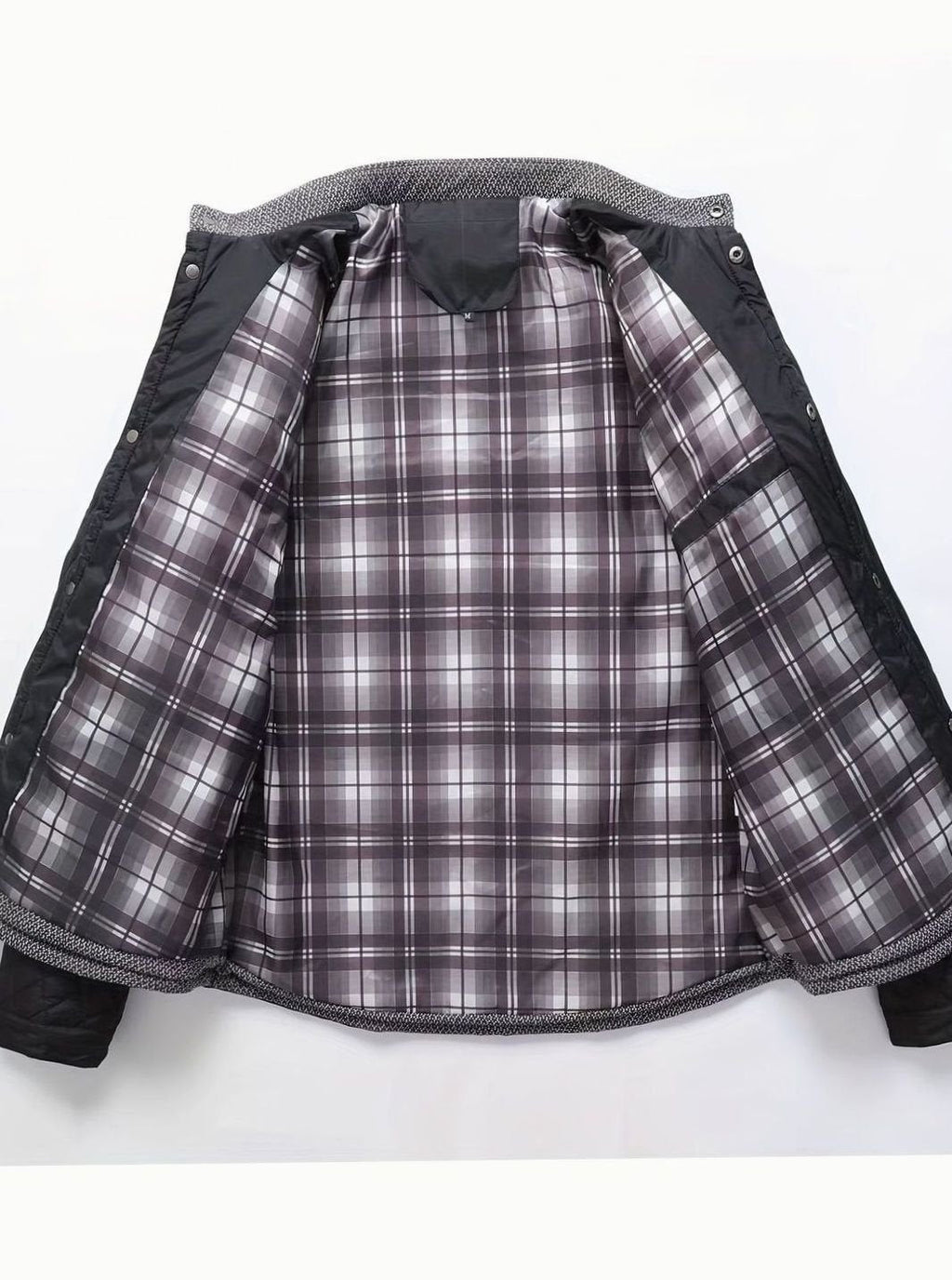 Men's Two-Tone Snap Button Quilted Jacket with Flannel Lining