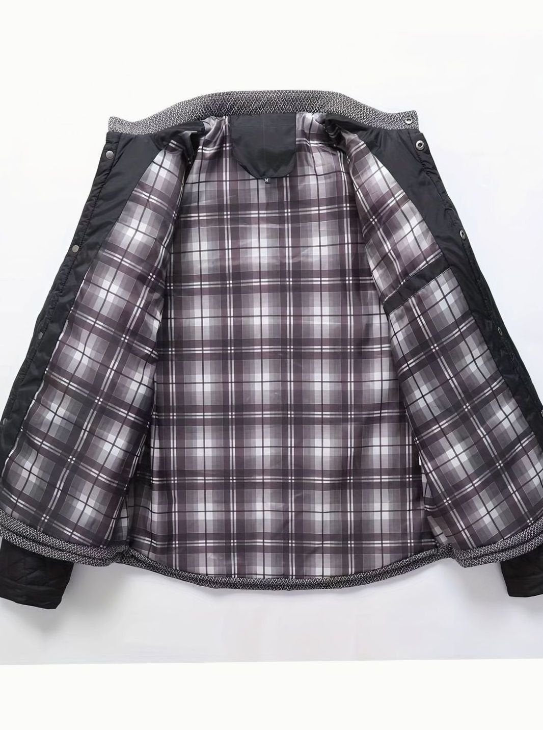Men's Two-Tone Snap Button Quilted Jacket with Flannel Lining