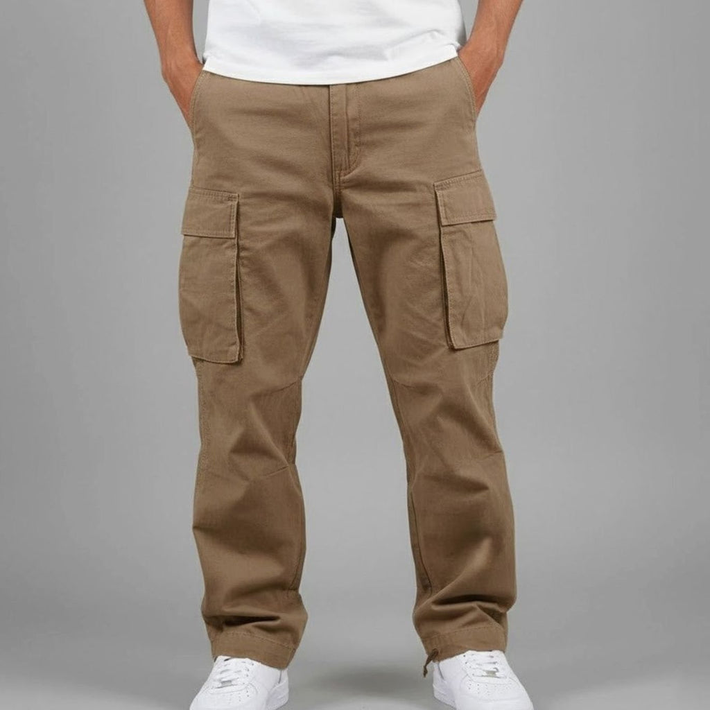 Men's Easy-Fit Urban Cargo Pants with Rear Pockets - Brown