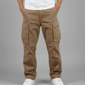 Men's Easy-Fit Urban Cargo Pants with Rear Pockets - Brown