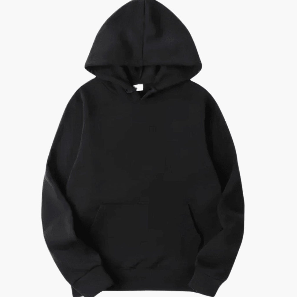 Men's Oversized Hood Plain Pullover Hoodie - Black