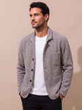Men's Slim Knit Cardigan with Chest and Hip Pockets - Gray