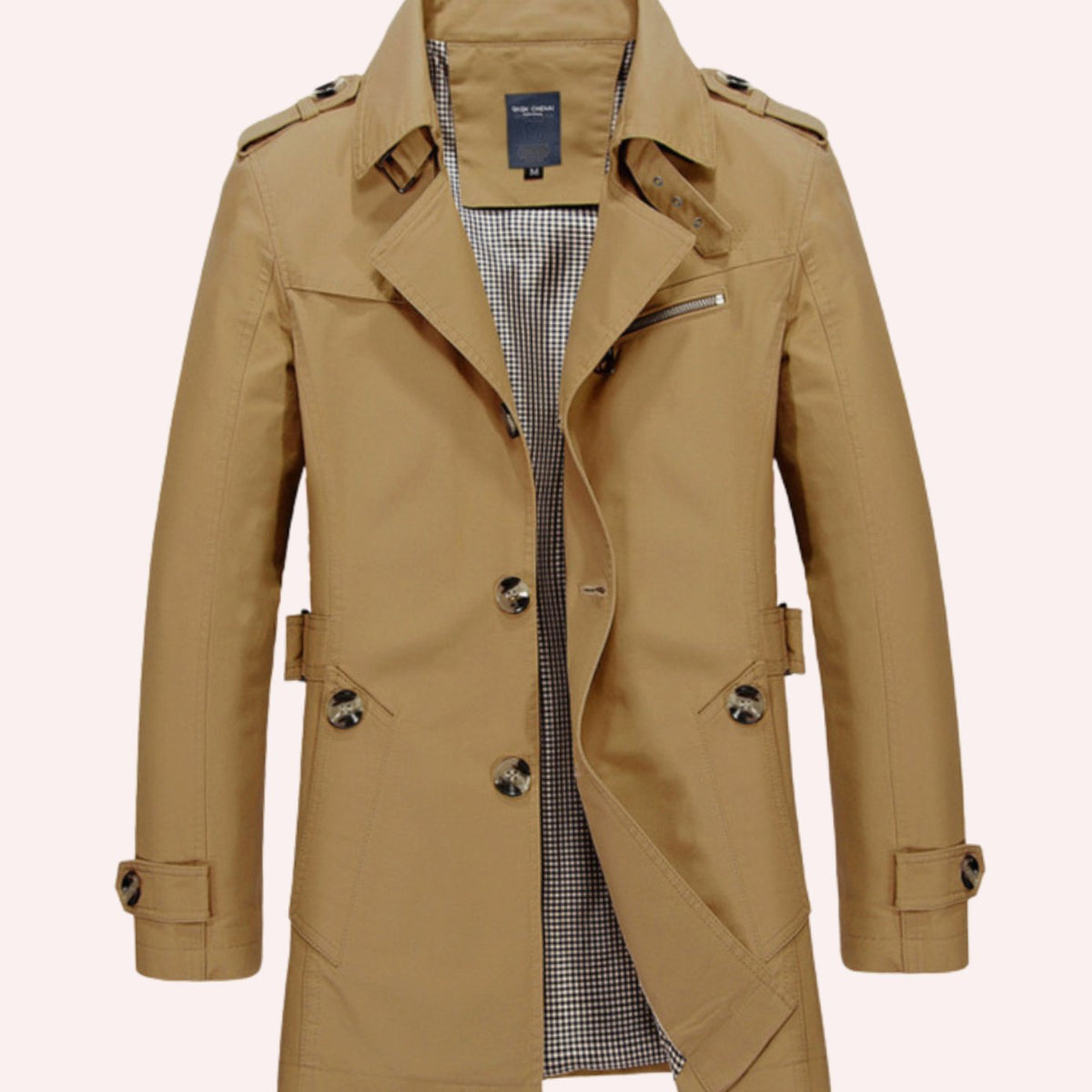 Men's Tailored Epaulette Trench Coat - Khaki