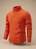 Men's Ribbed Collar Turtleneck Sweater for Layering - Orange