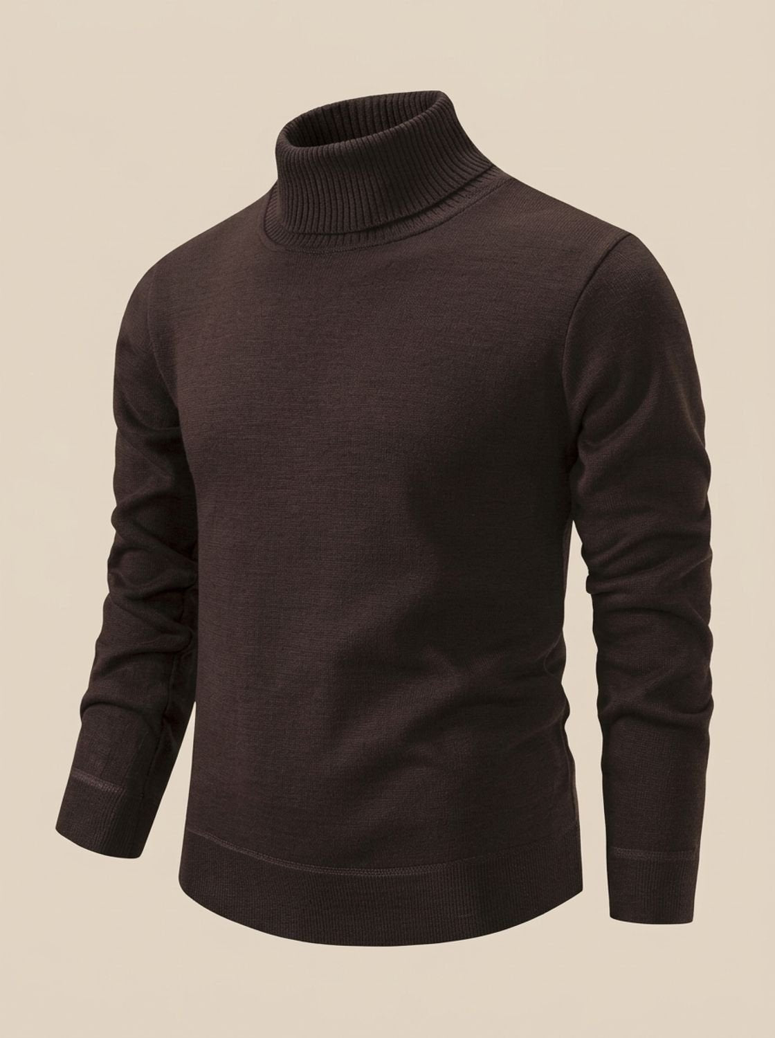 Men's Ribbed Collar Turtleneck Sweater for Layering - Black