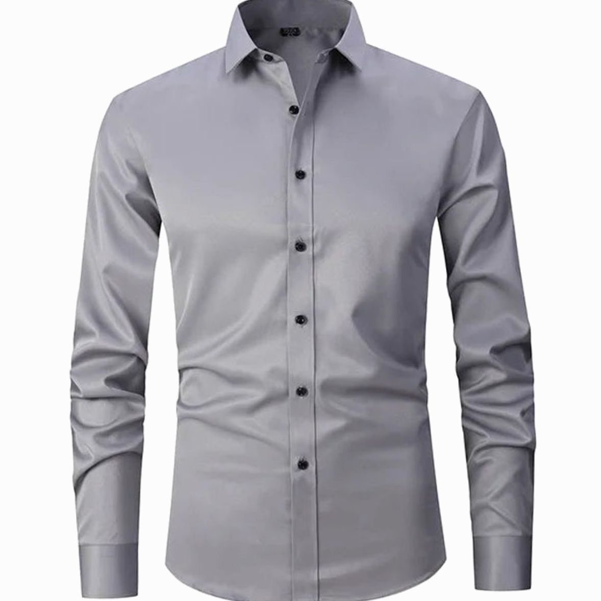 Men's Tailored Spread Collar Office Dress Shirt - Gray