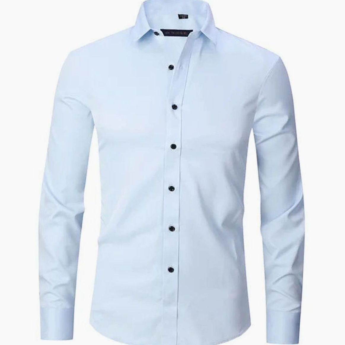 Men's Tailored Spread Collar Office Dress Shirt - Light Blue