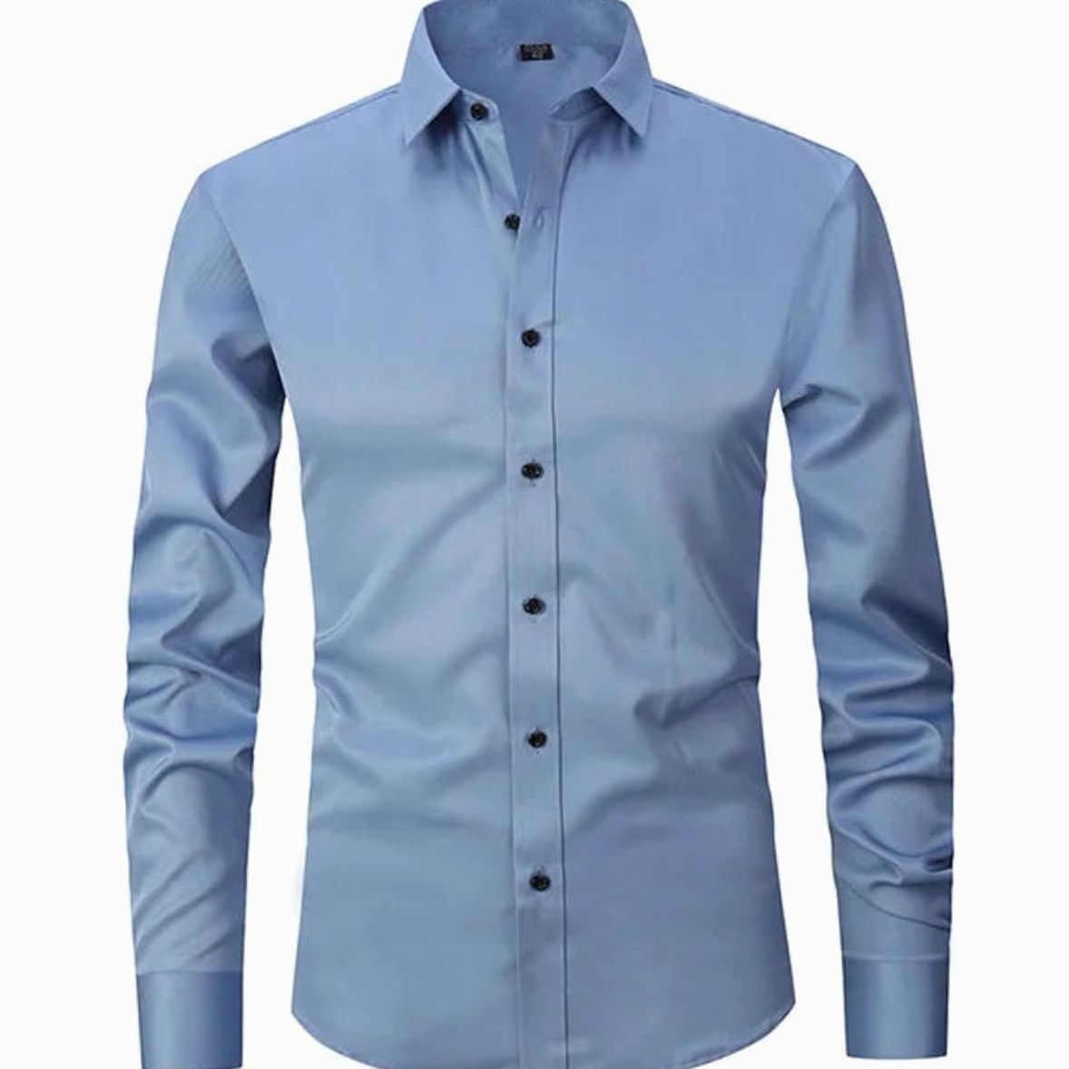 Men's Tailored Spread Collar Office Dress Shirt - Gray Blue