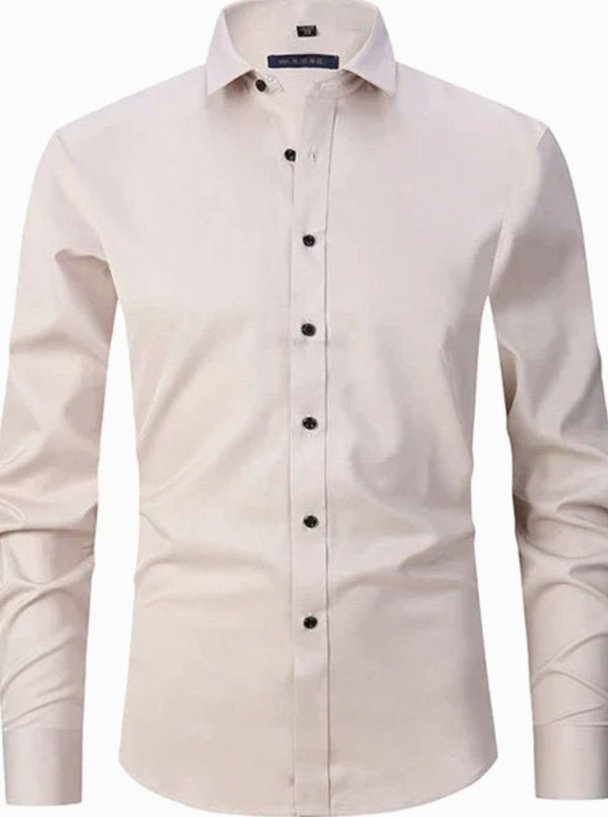 Men's Tailored Spread Collar Office Dress Shirt - Beige