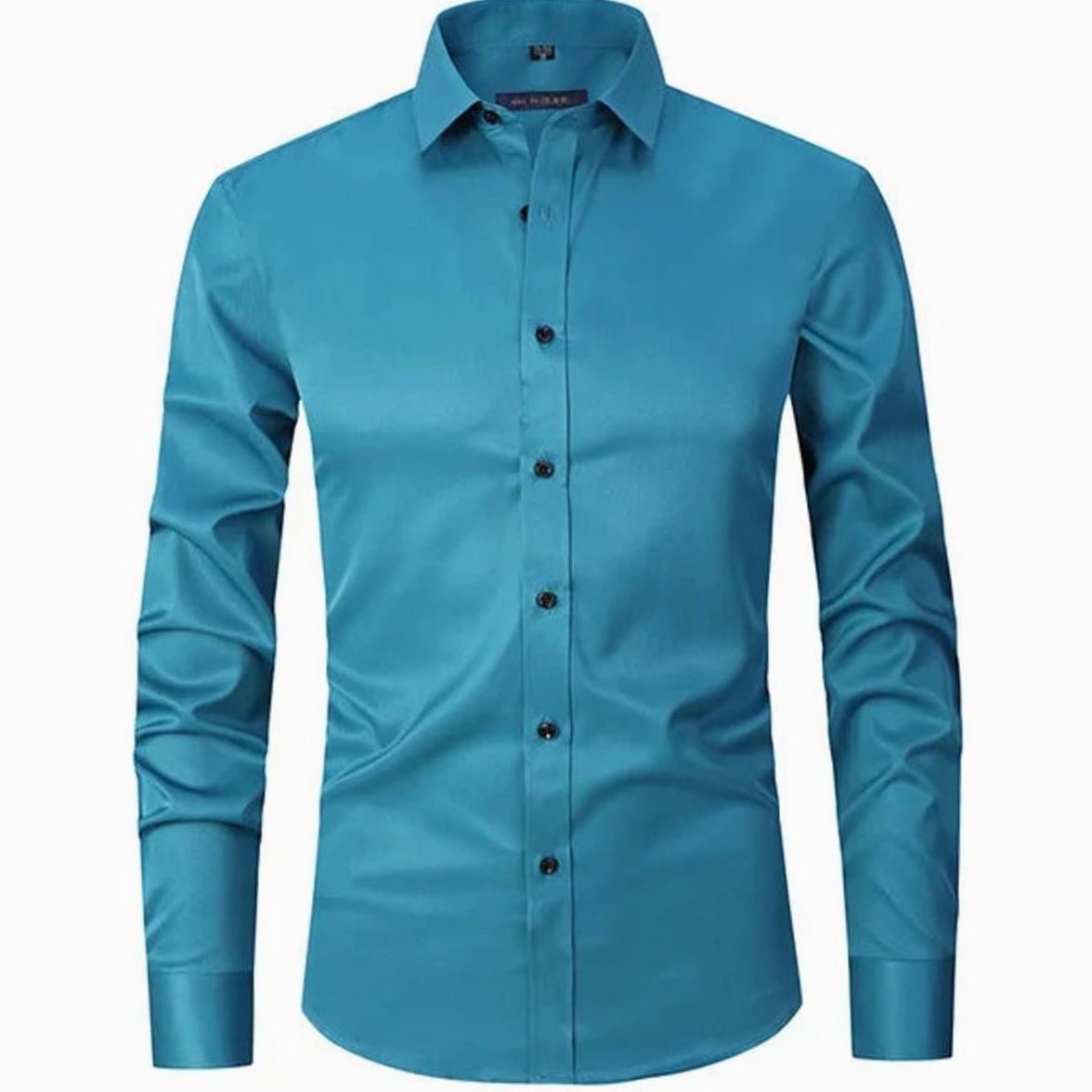 Men's Tailored Spread Collar Office Dress Shirt - Blue