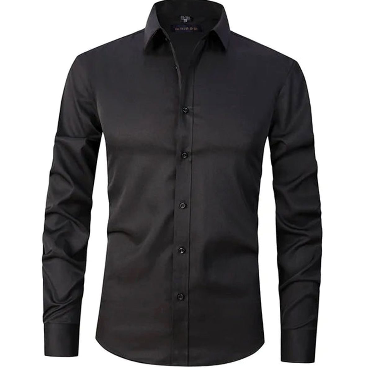 Men's Tailored Spread Collar Office Dress Shirt - Black