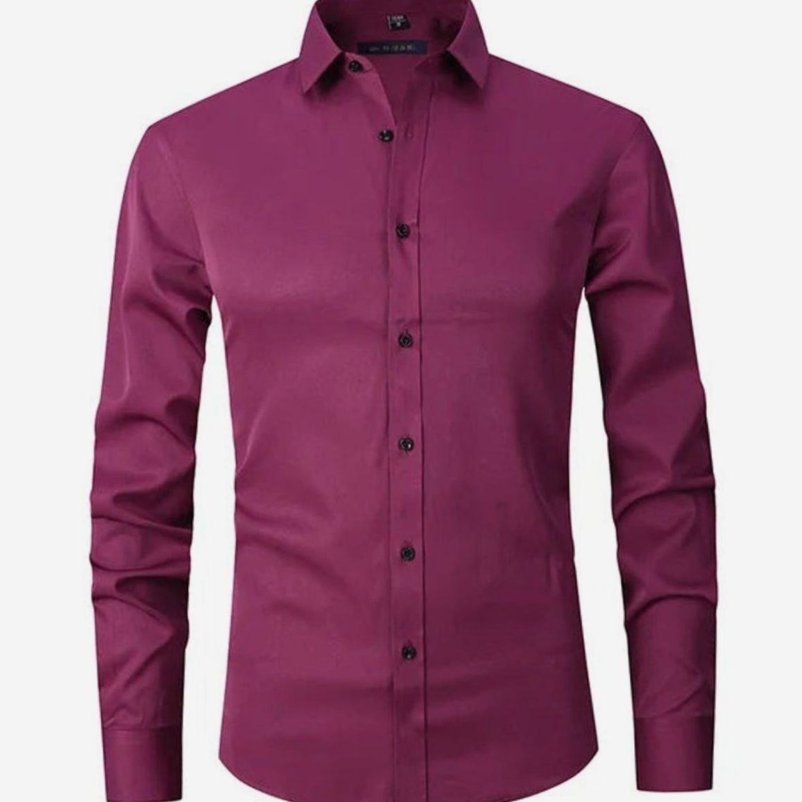 Men's Tailored Spread Collar Office Dress Shirt - Dark Pink