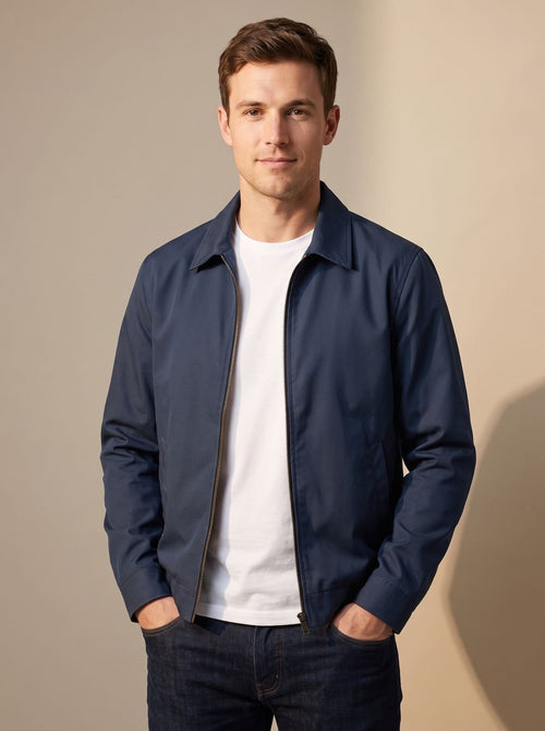 Men's Classic Harrington Zip Jacket with Contrast Check Lining
