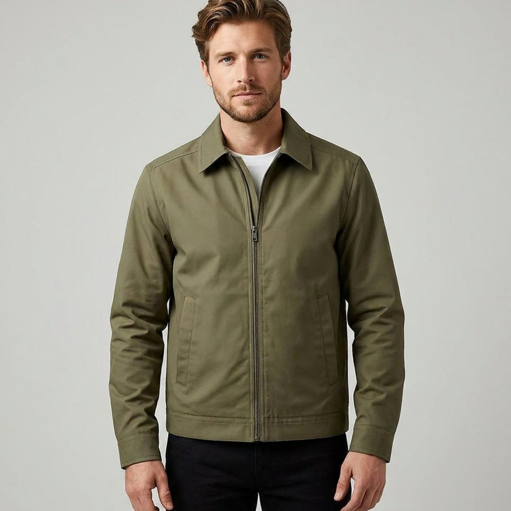 Men's Classic Harrington Zip Jacket with Contrast Check Lining