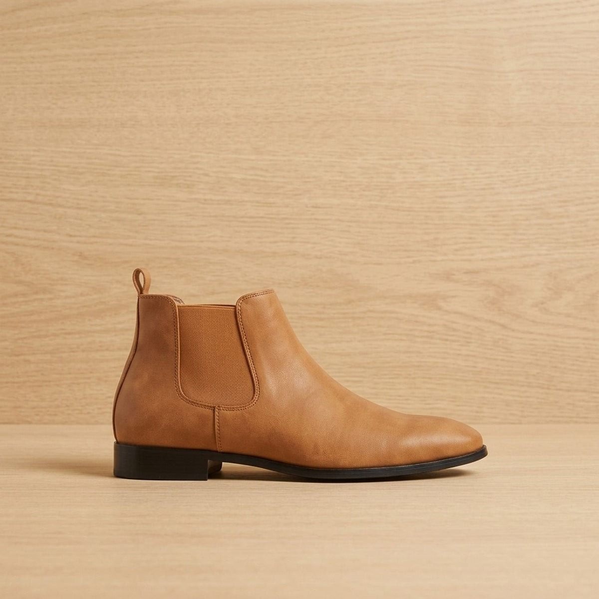 Men's Polished Pull-On Leather Chelsea Boots for Work and Weekends - Brown