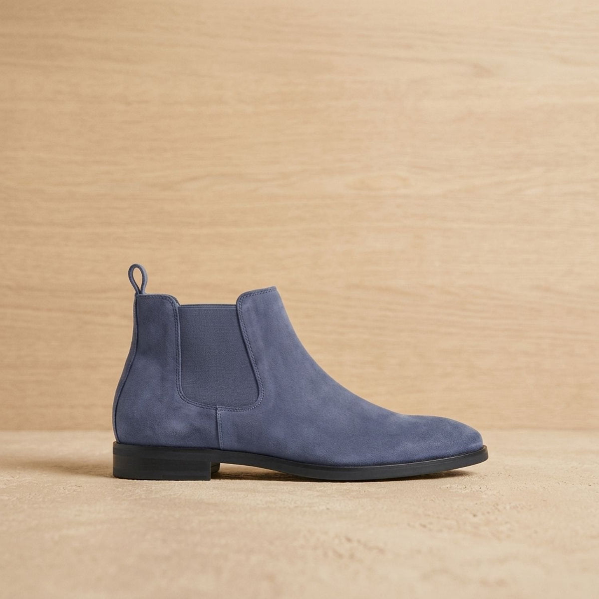 Men's Polished Pull-On Leather Chelsea Boots for Work and Weekends - Blue