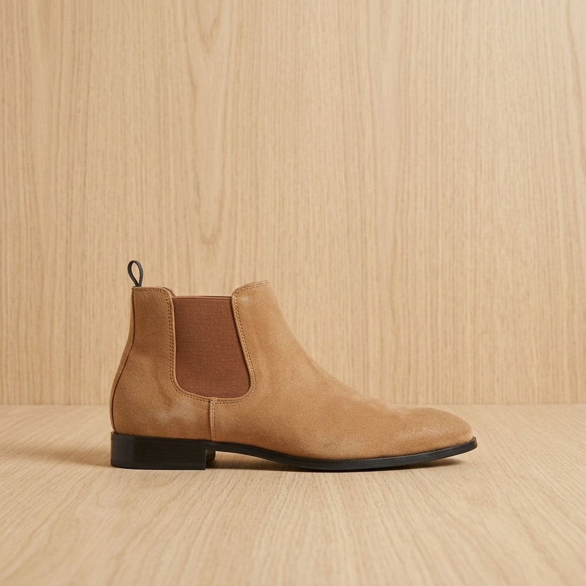 Men's Polished Pull-On Leather Chelsea Boots for Work and Weekends - Light Brown