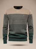 Men's Regular Fit Gradient Stripe Knit Crewneck Sweater - Green