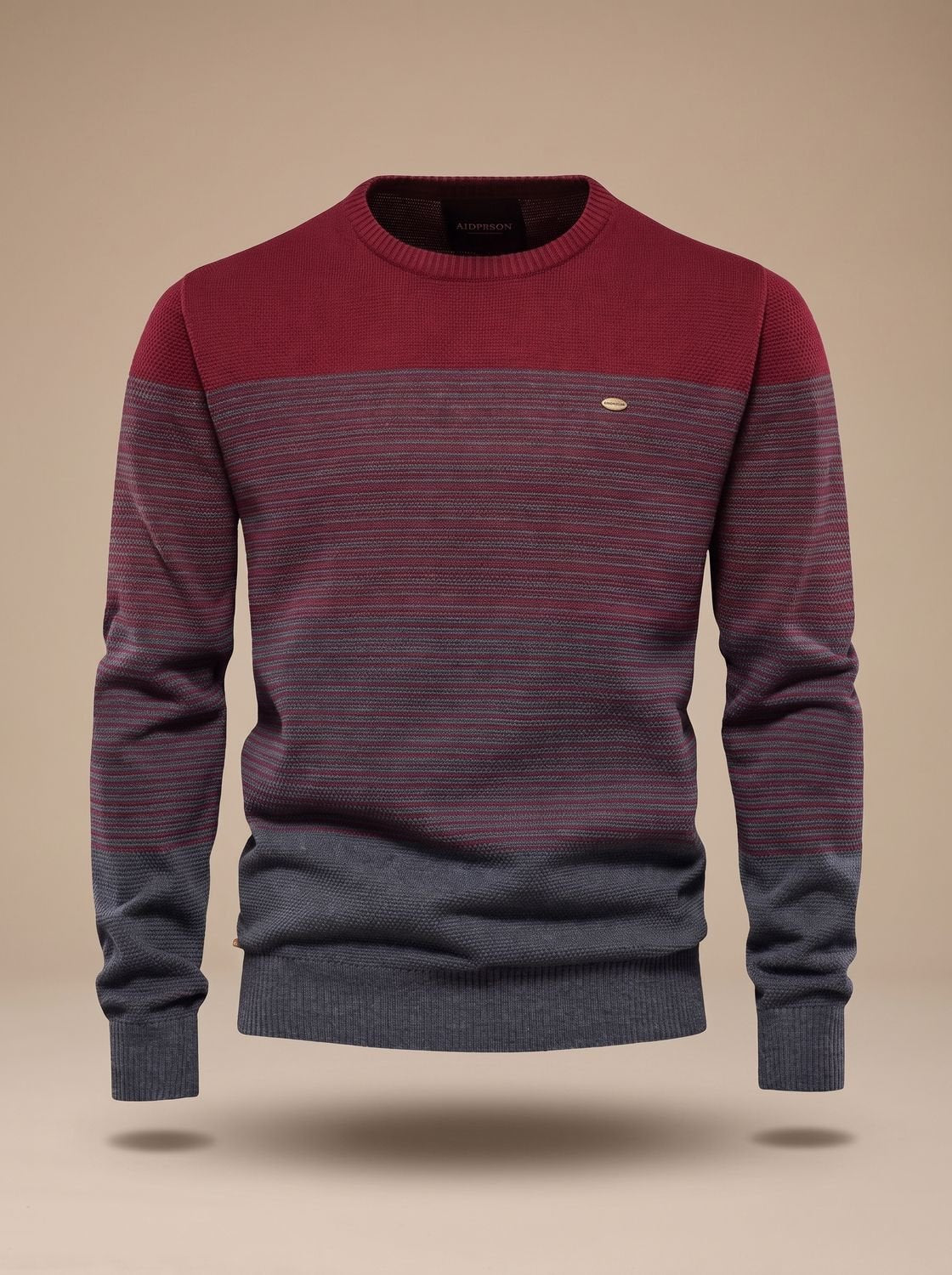 Men's Regular Fit Gradient Stripe Knit Crewneck Sweater - Red