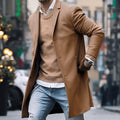 Men's Below-the-Knee Structured Street Topcoat - Khaki