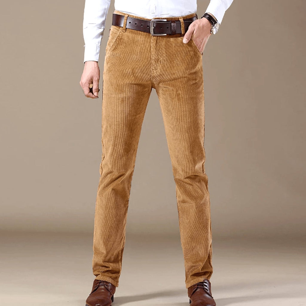 Men's Corduroy Slim Pants for Winter Days - Beige