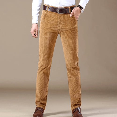 Men's Corduroy Slim Pants for Winter Days - Beige