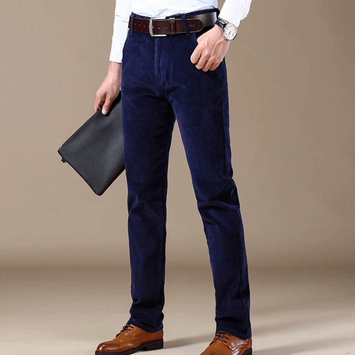 Men's Corduroy Slim Pants for Winter Days - Blue