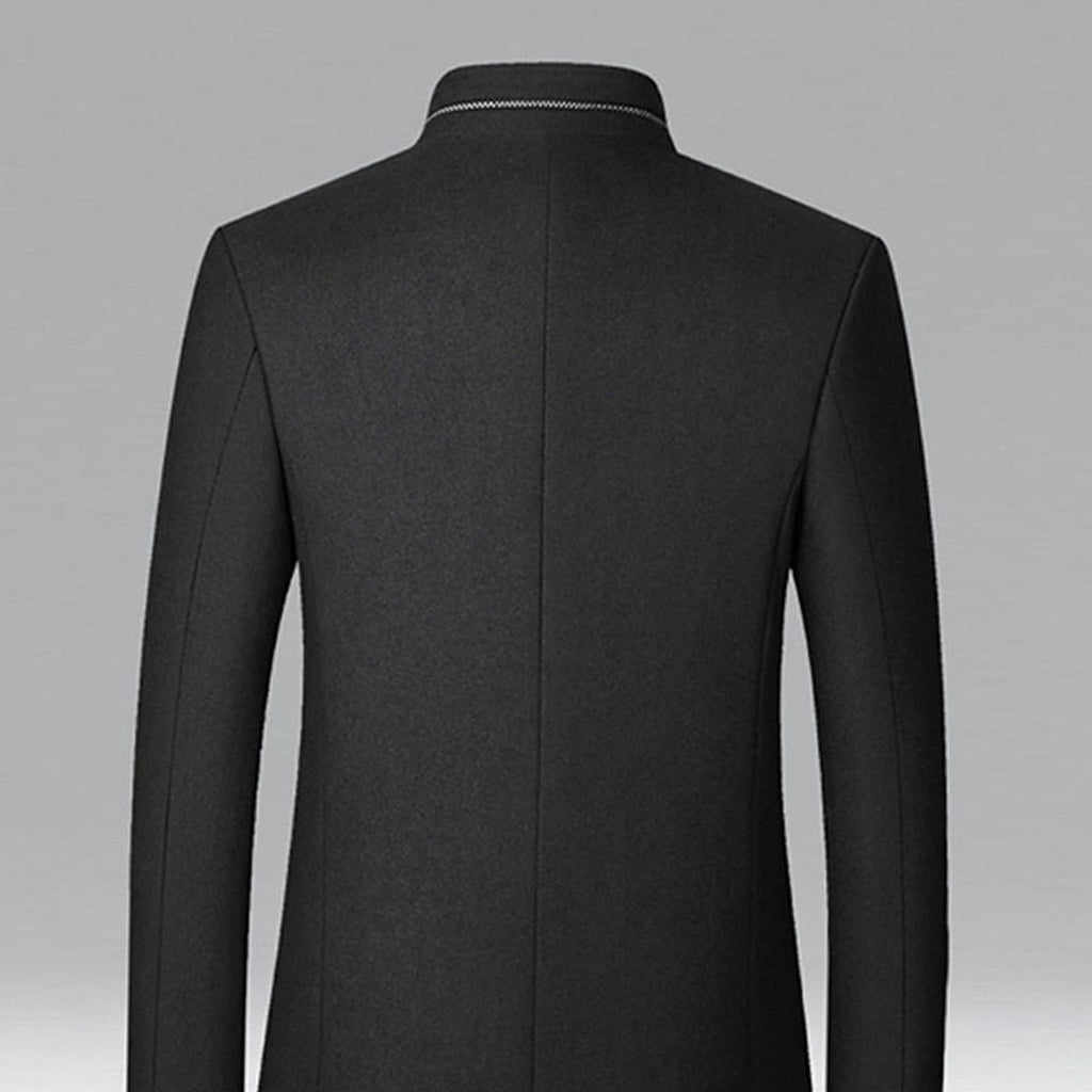 Men's Tailored Wool Overcoat with Diamond-Quilted Lining
