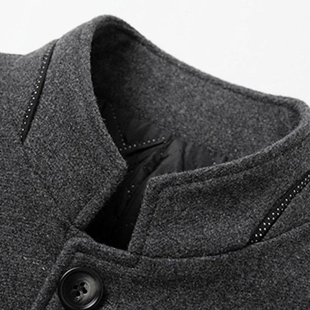 Men's Tailored Wool Overcoat with Diamond-Quilted Lining