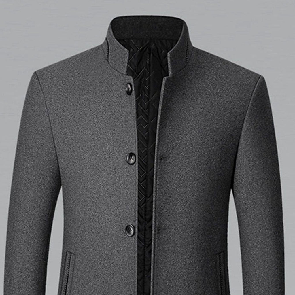 Men's Tailored Wool Overcoat with Diamond-Quilted Lining