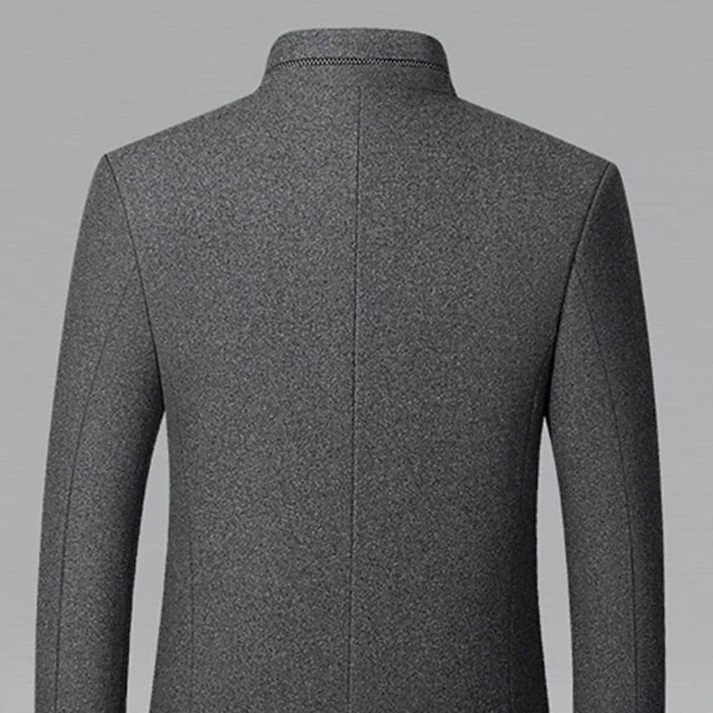 Men's Tailored Wool Overcoat with Diamond-Quilted Lining