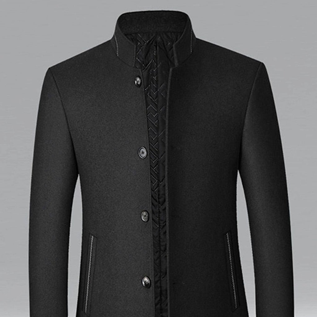Men's Tailored Wool Overcoat with Diamond-Quilted Lining